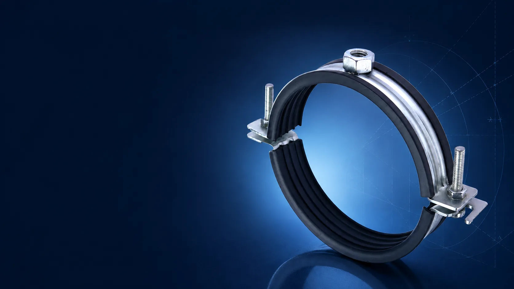 DSM pipe clamp with PVC lining